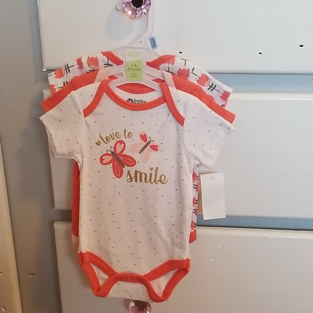 NWT baby gear onesie set girl coral butterfly